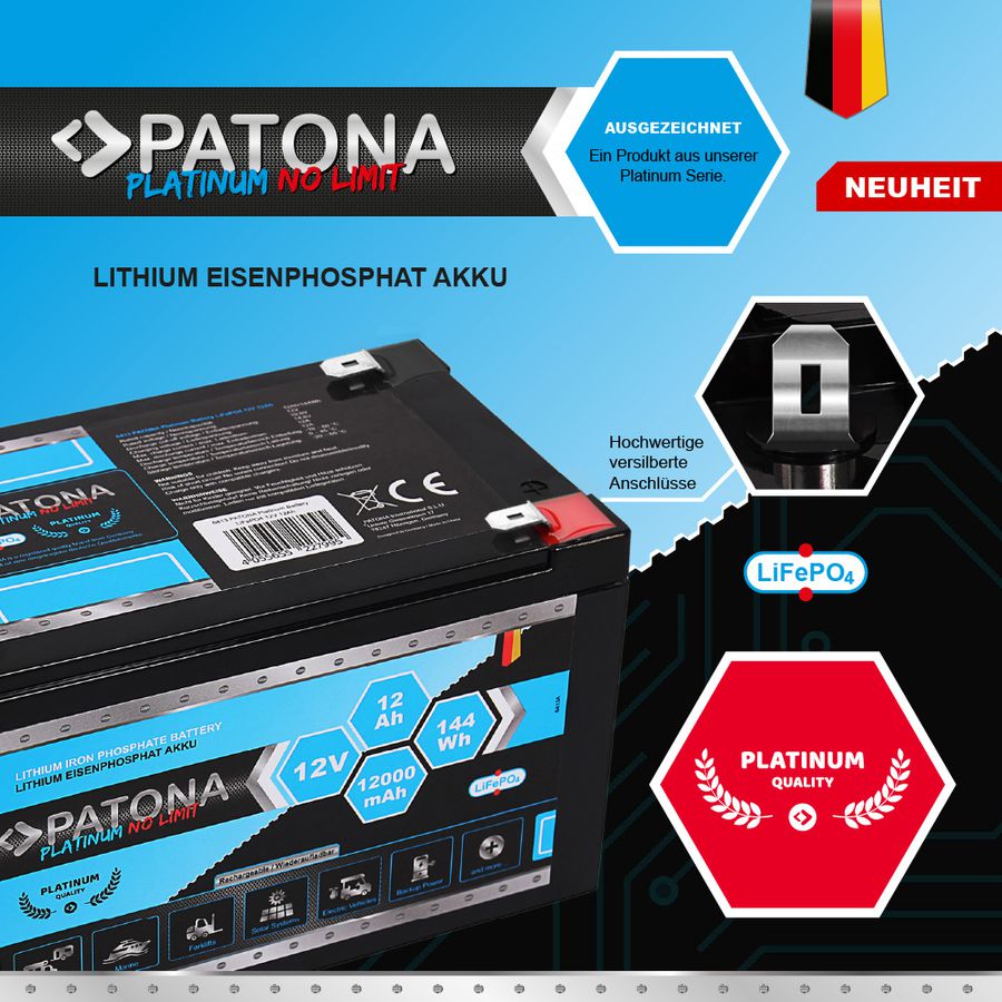 Patona Platinum Battery LiFePO4 12V 12Ah