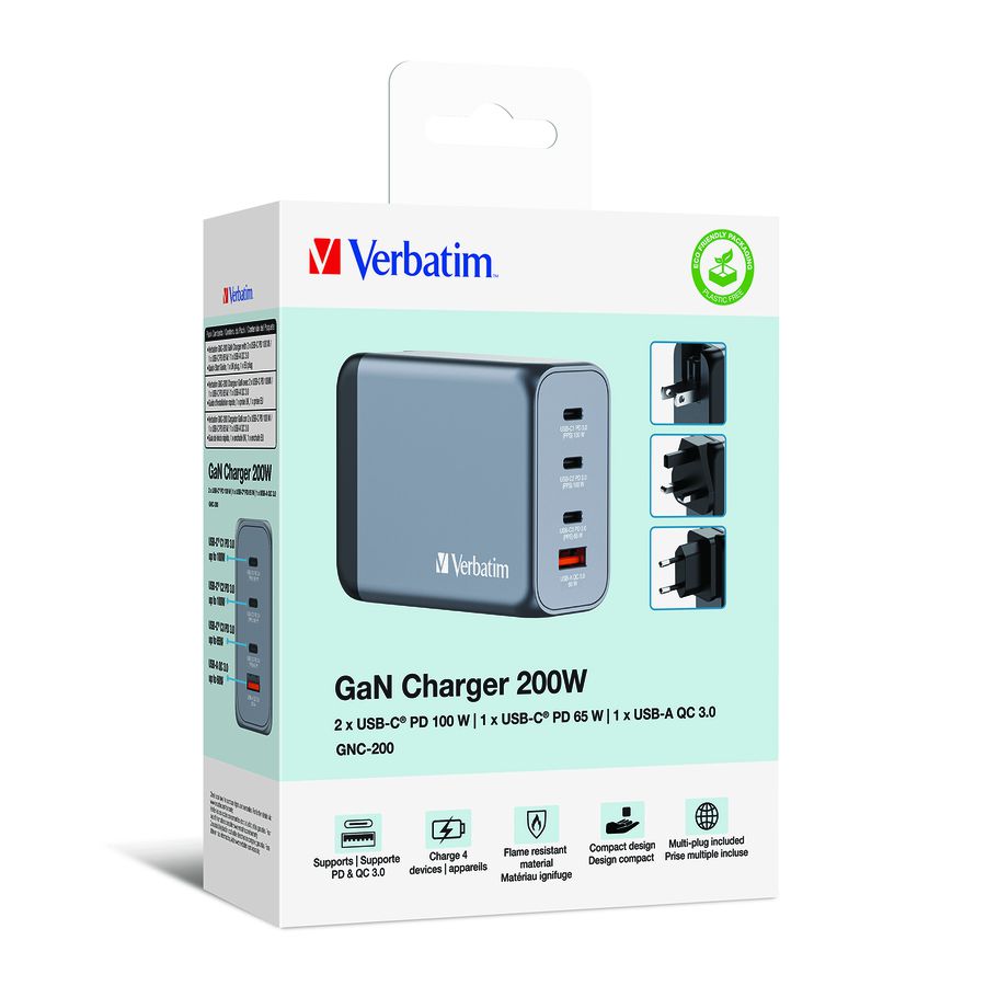 Verbatim GaN 4 Port Charger 200W