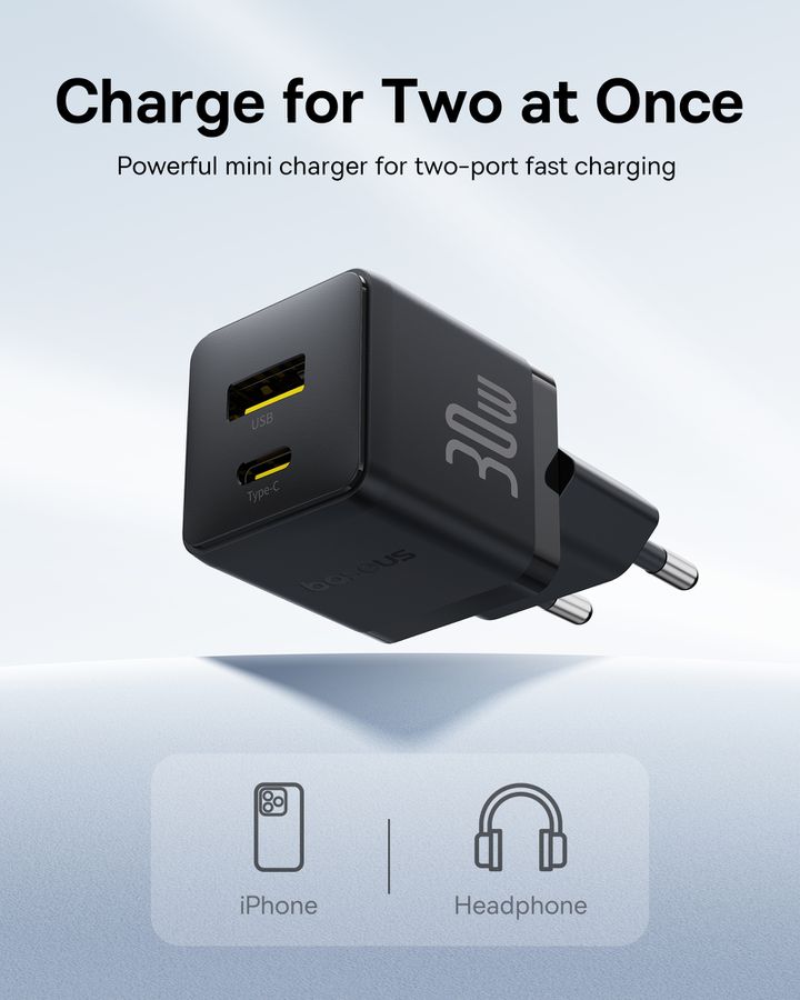 Baseus Palm Fastcharger C+U 30W Bl.