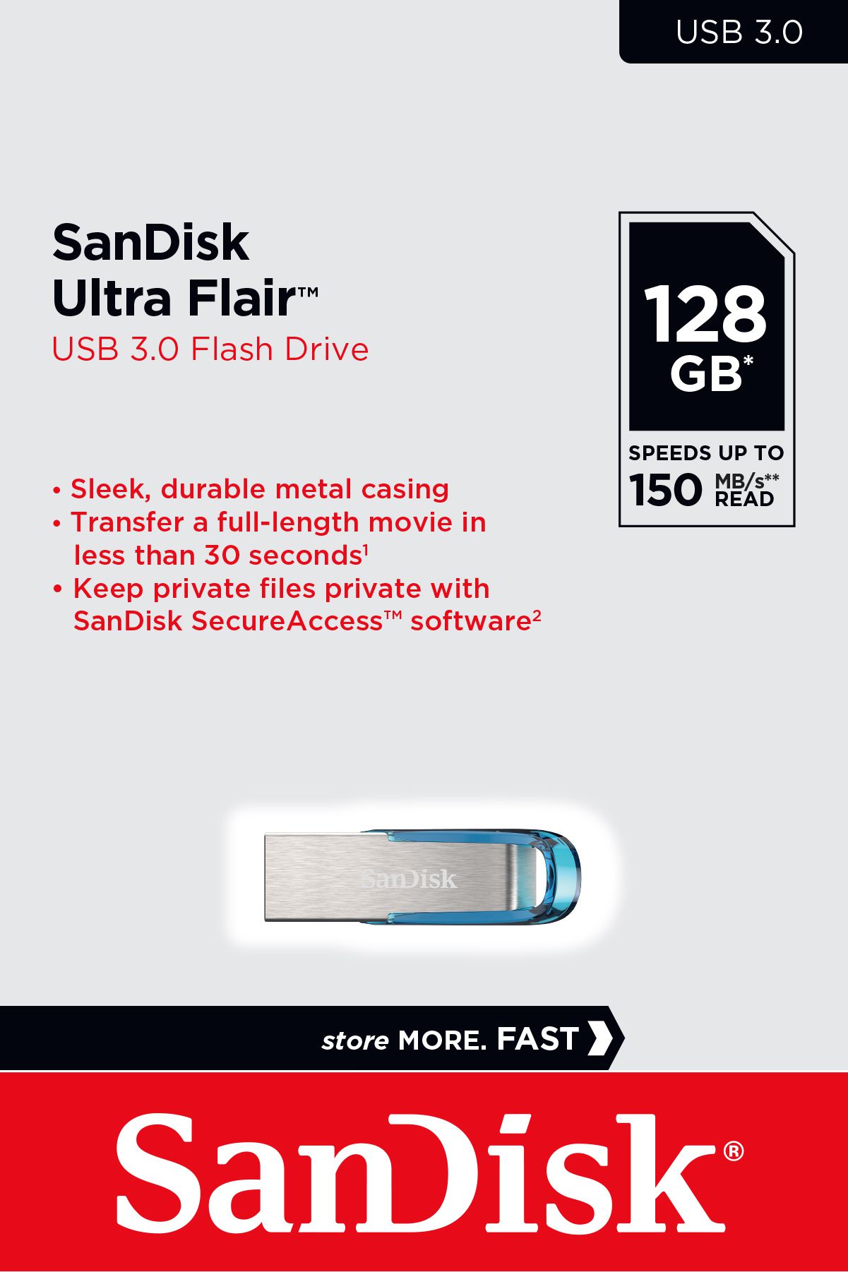 Sandisk Ultra USB 3.0 Flair 128GB Blue