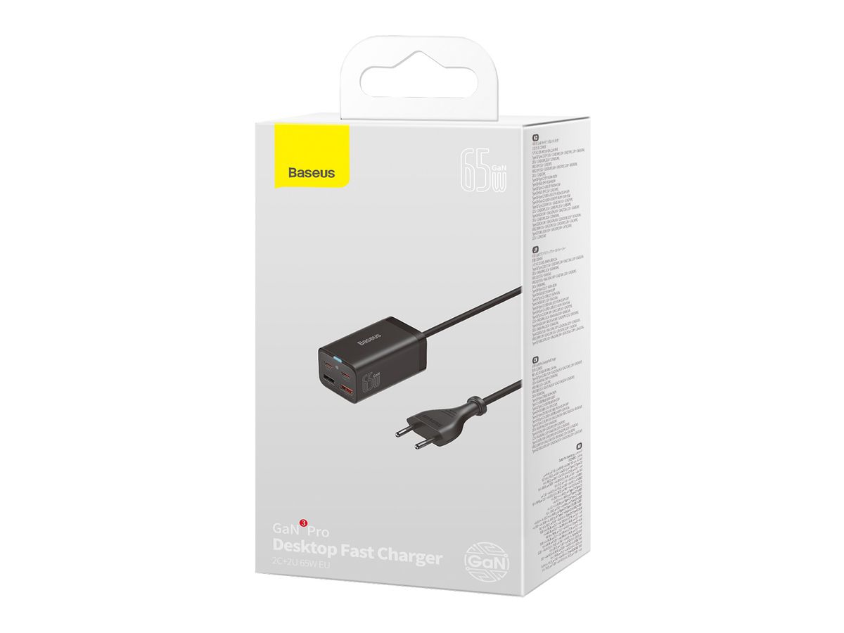 Baseus GaN3 Pro 4 Port Charger 65W Black