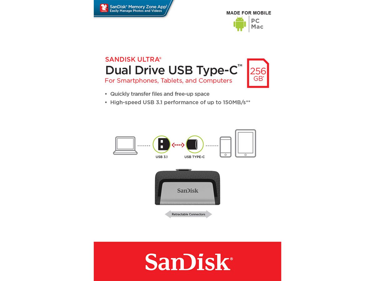 SanDisk Ultra USB 3.0 Dual Type-C 256GB