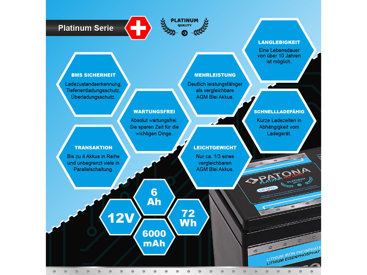 Patona Platinum Battery LiFePO4 12V 30Ah