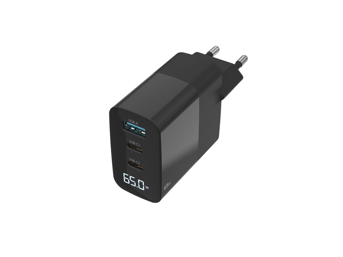 Sitecom 65W GaN Wall Charger LED-Display