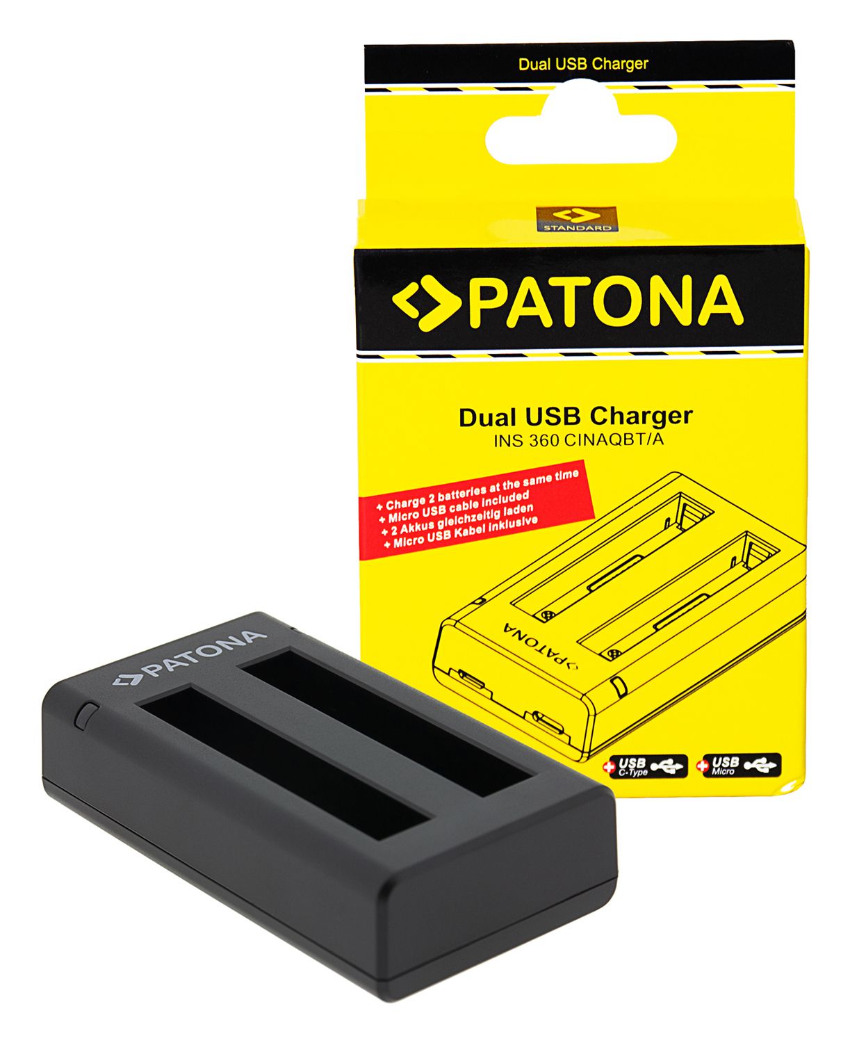 Patona Ladeg. Dual USB Insta 360 ONE X3
