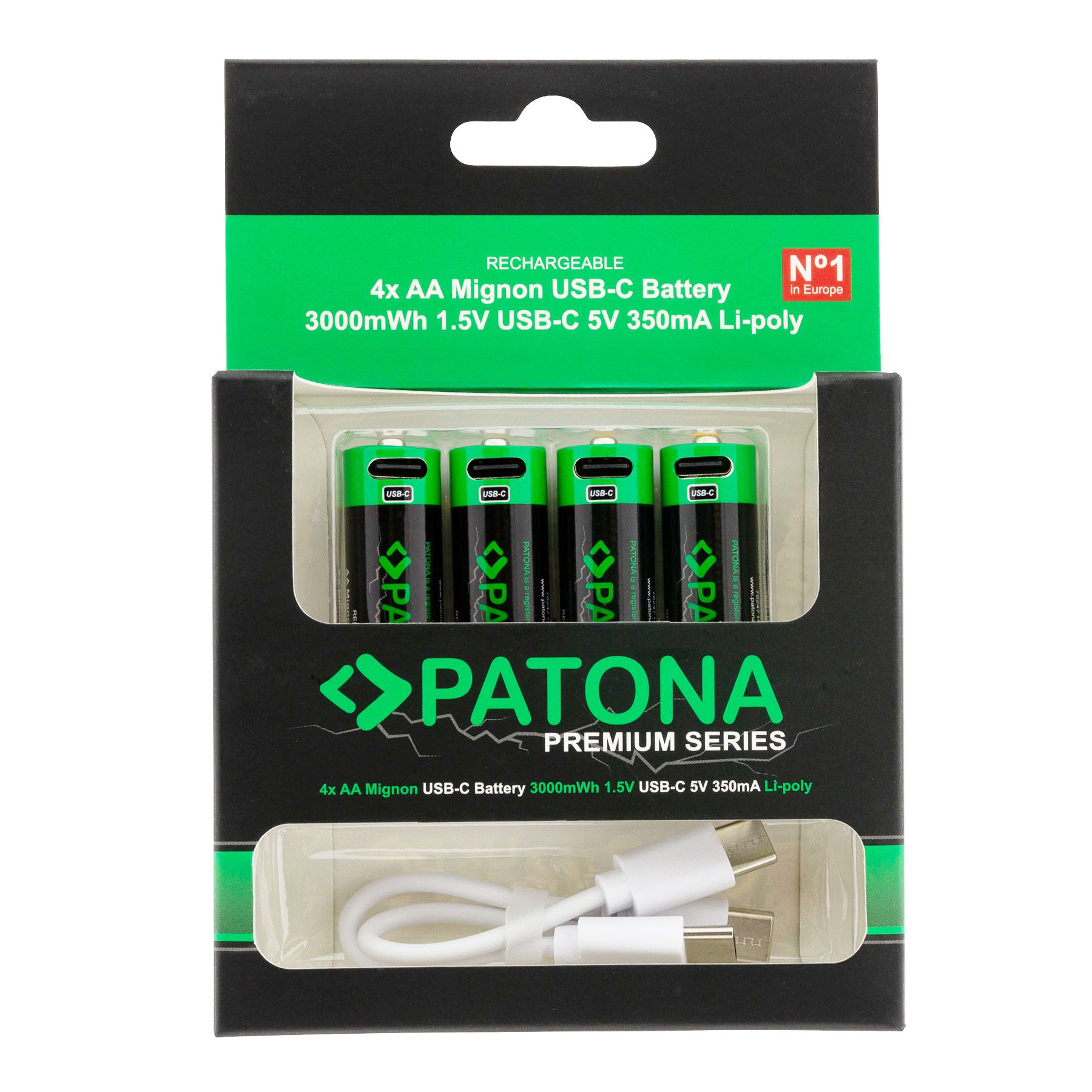 Patona Premium Akku 4x Micro AA USB-C