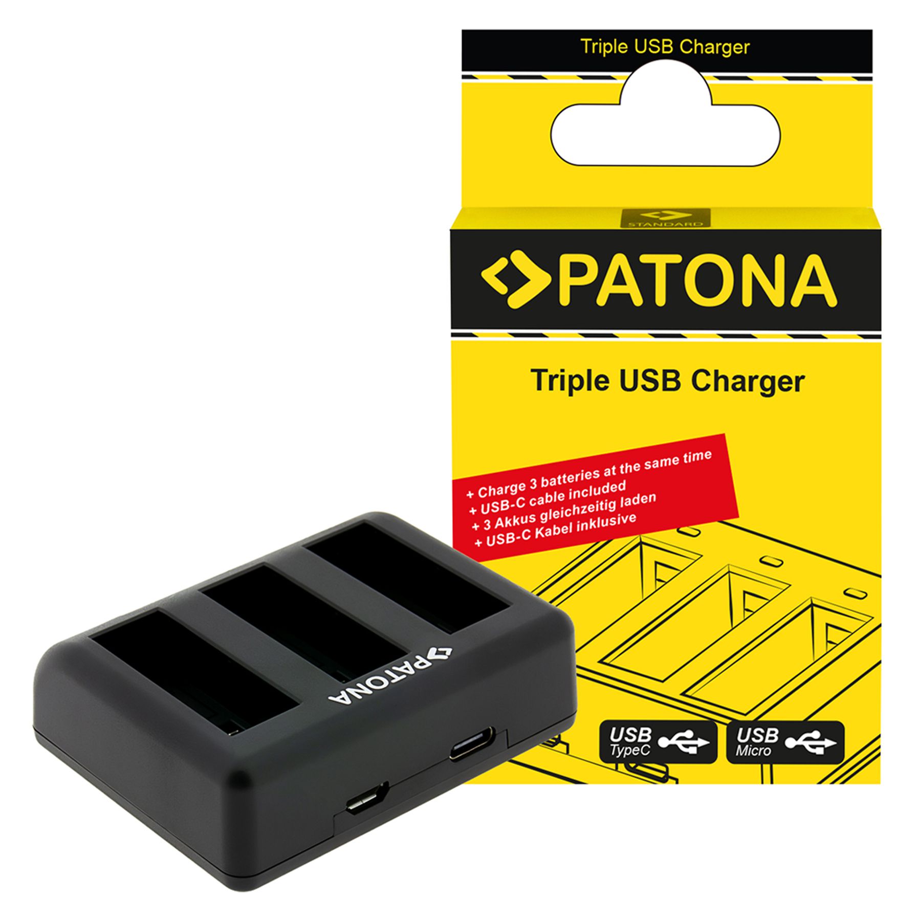 Patona Triple Ladeg. DJI Osmo Action 4